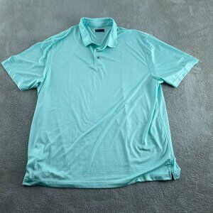 PGA Tour Mens XXL Aqua Blue Striped Polo Shirt 100% Polyester Short Sleeve 2026